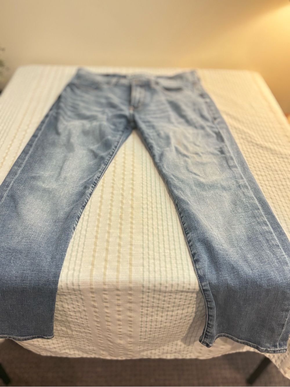 Express Women's Light Blue Straight Leg Jeans